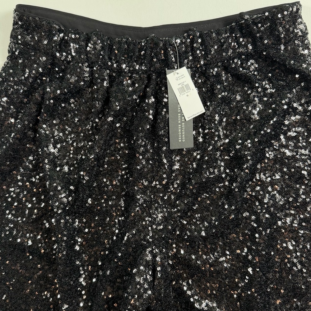 Banana Republic Glam Black Sequin Wide-Leg Pants M NWT Cocktail Glam Disco - Picture 2 of 13